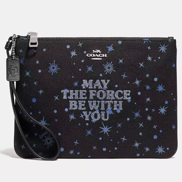 Coach x STAR WARS “May the Force Be With You” Black and Blue Wristlet/Pouch - Picture 1 of 9